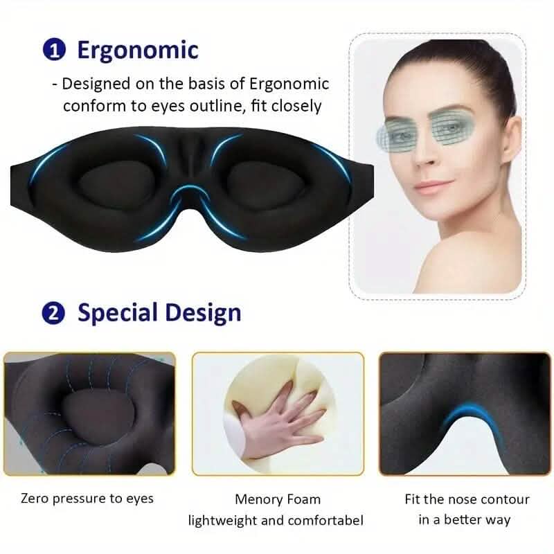 3D Contoured Cup Sleeping Mask and Blindfold