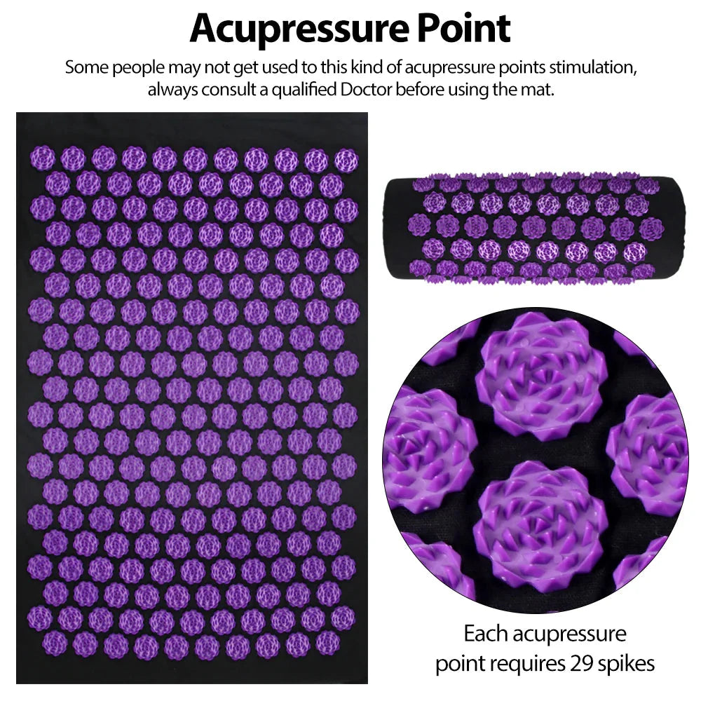Acupressure Yoga Mat Kuznetsov Applicator Cushion with Spikes